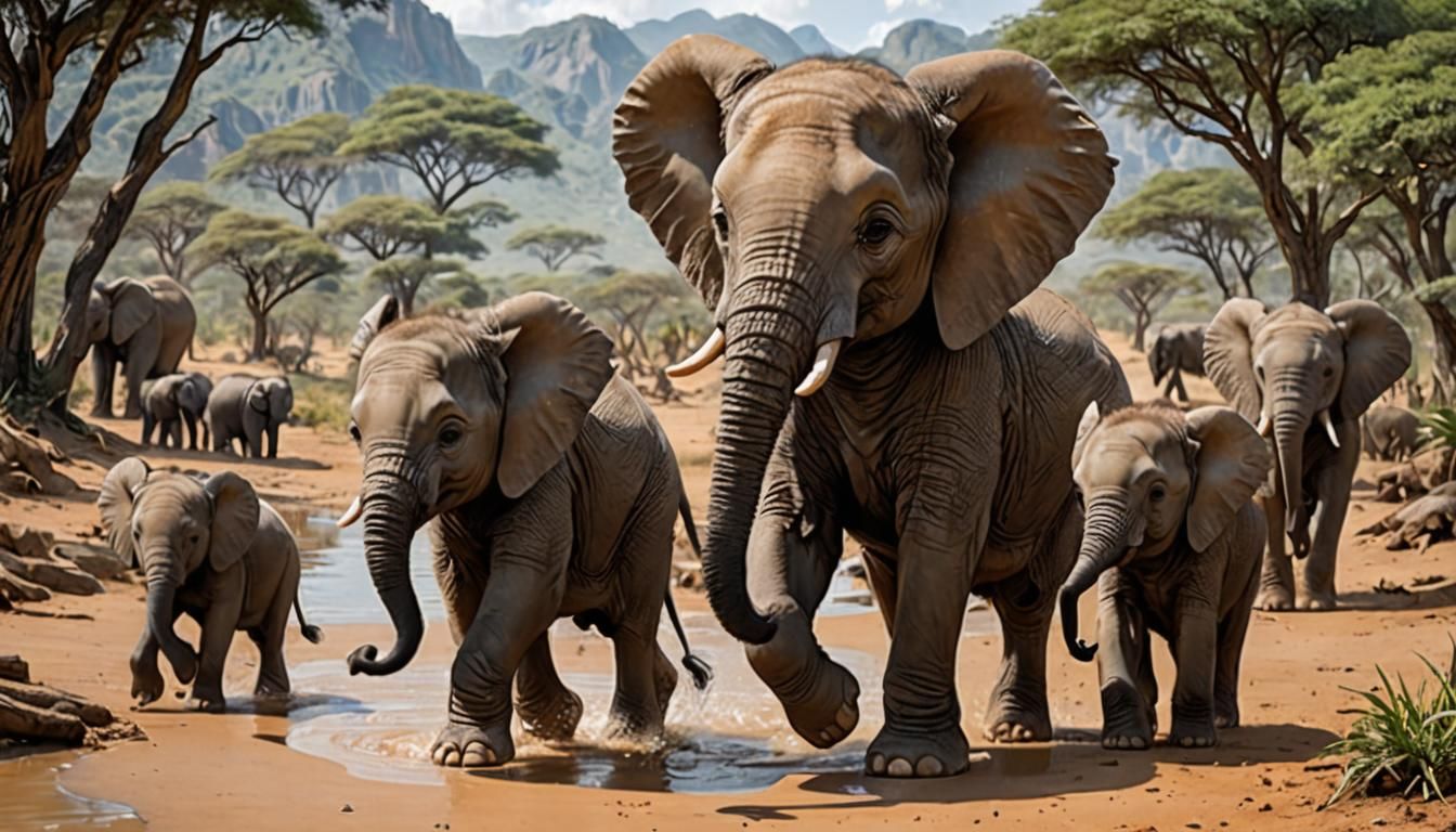 Chibi Baby Elephant Walk: A Whimsical Parade