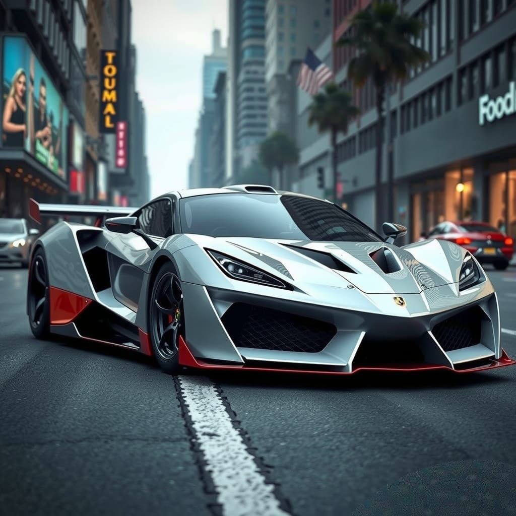 Racing Supercar on a Sunset Mountain Road