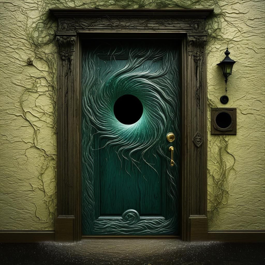 Surreal Biomechanical Doorway with Digital Glow