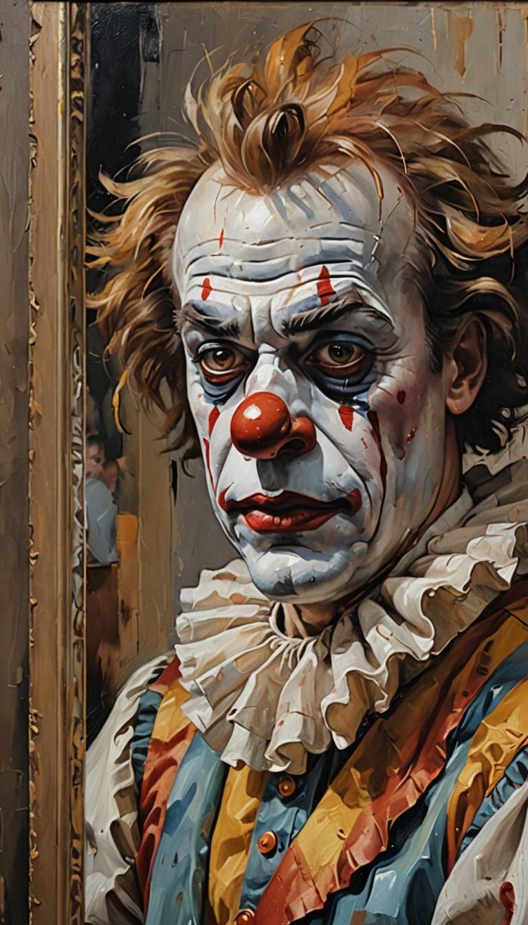 Sad Clown: Impasto Oil Painting in Pastel Tones