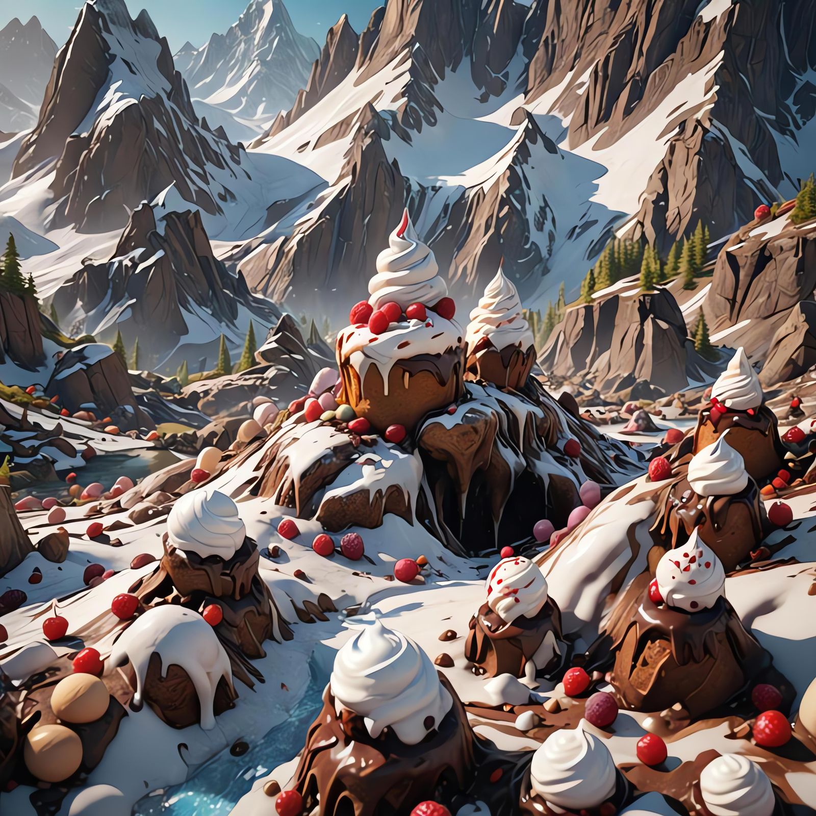 Epic Ice Cream Mountain Sundae in 3D