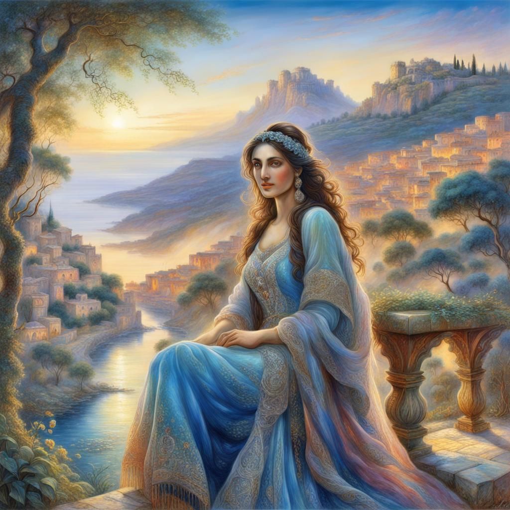 Lebanese Beauty at Dawn in Classic Style