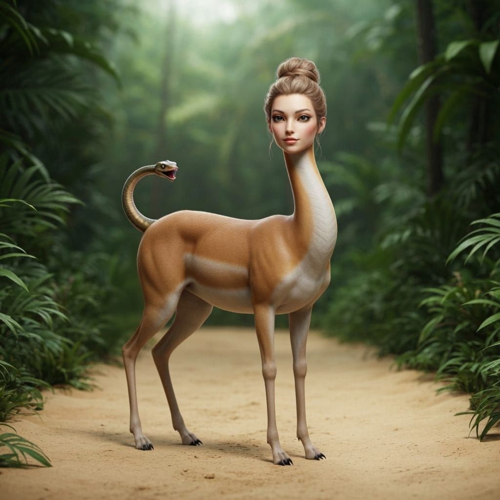 Serpentine Creature with Animal Ears