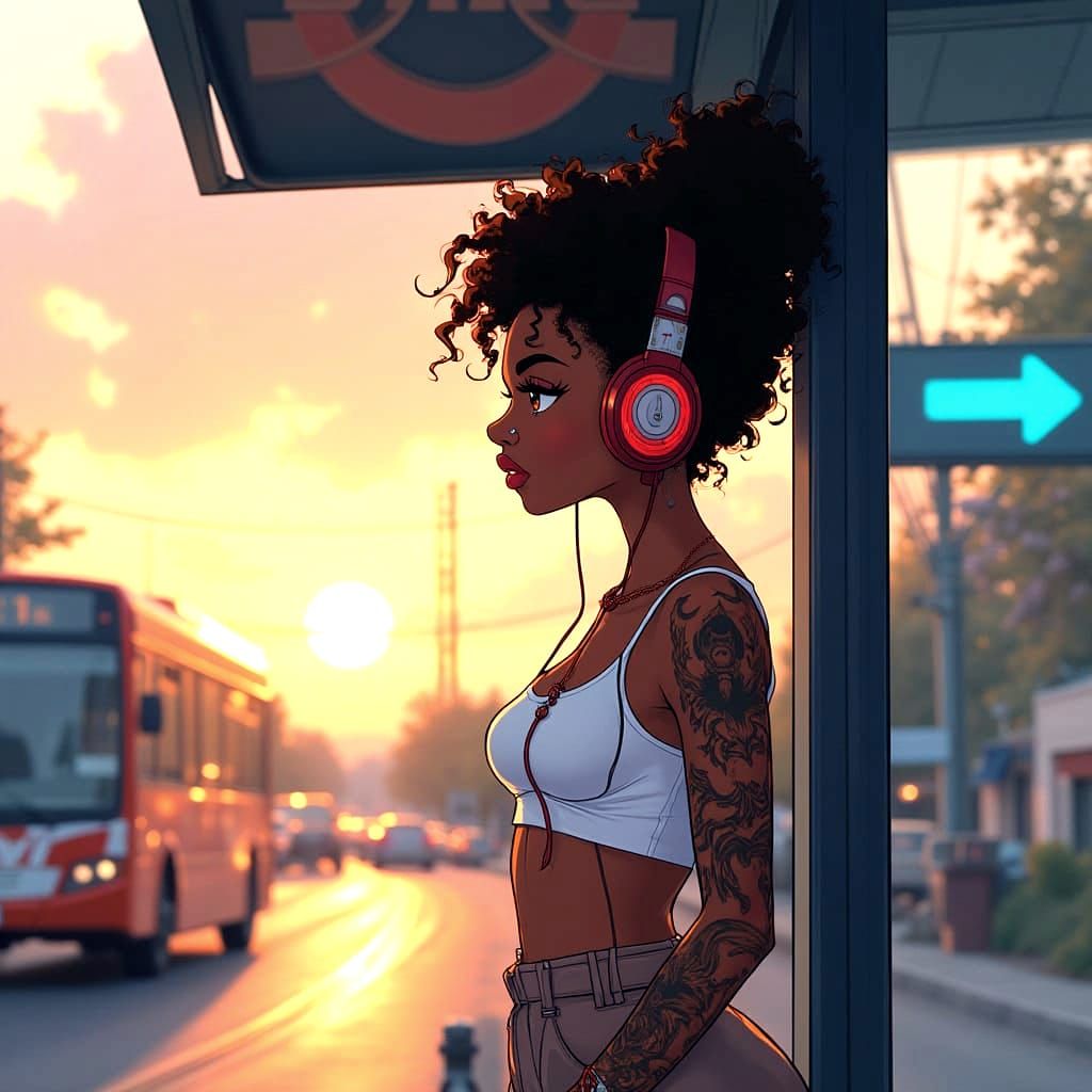 Black Woman in Golden Hour Radiance