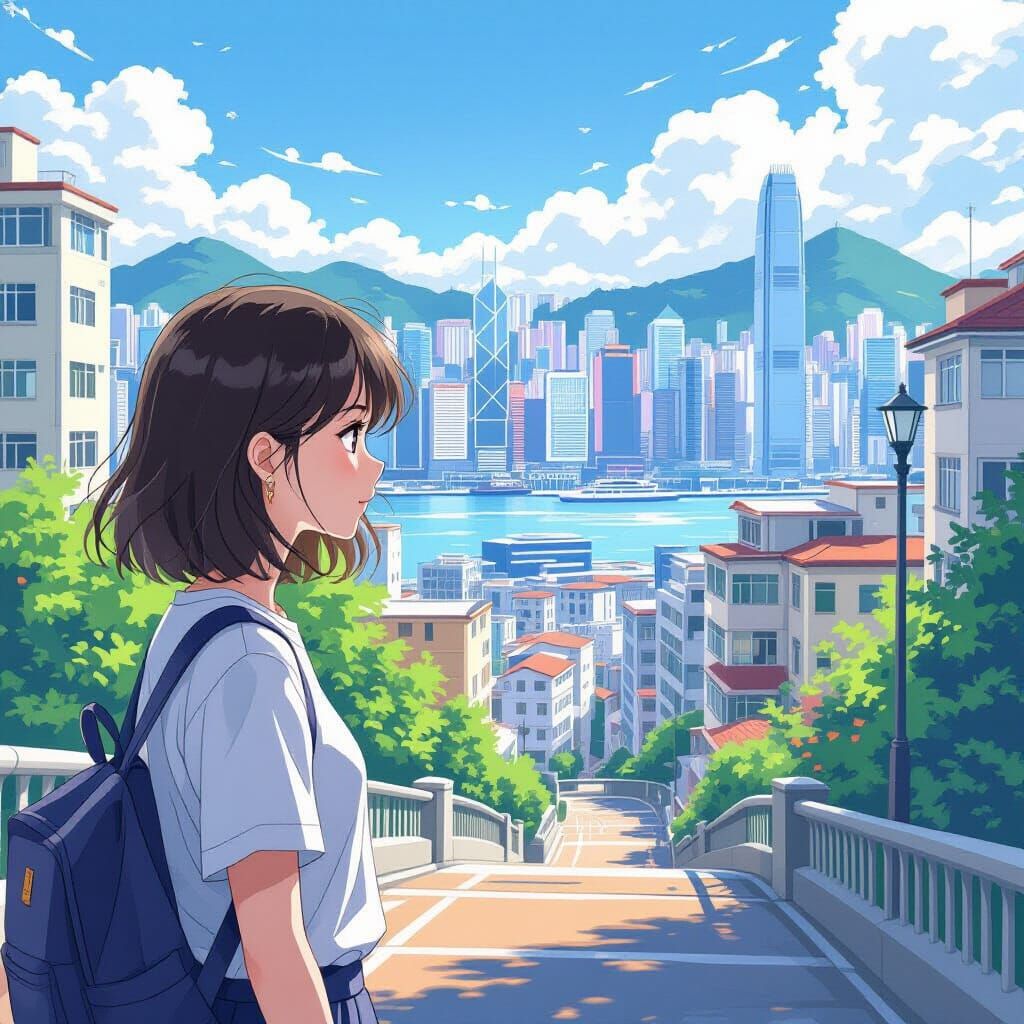 Teenage Girl at Canossa College in Anime Concept Art Style