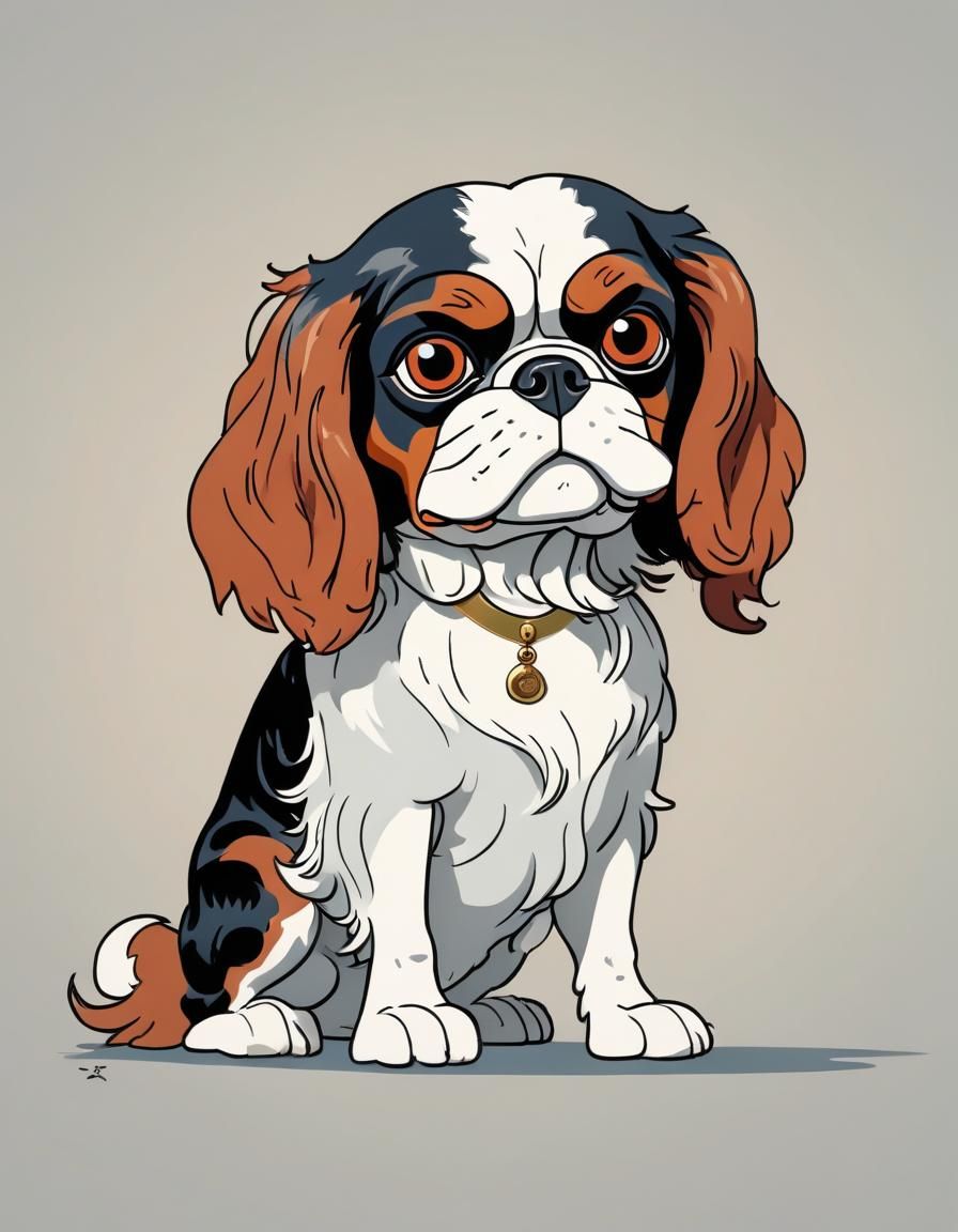 King Charles Spaniel in Anime Style