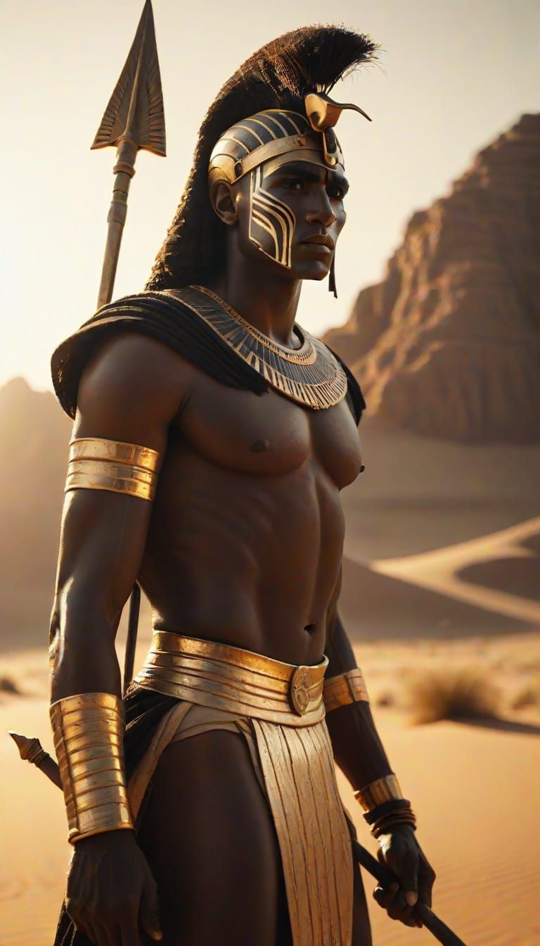 Epic Film Noir Warrior in Golden Light