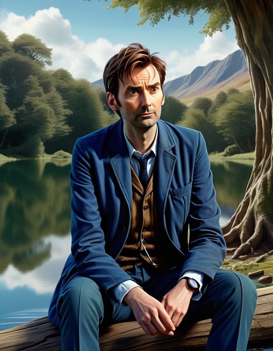 Doctor Who's Relaxing Lake Scene in Hyper Realistic Comic St...