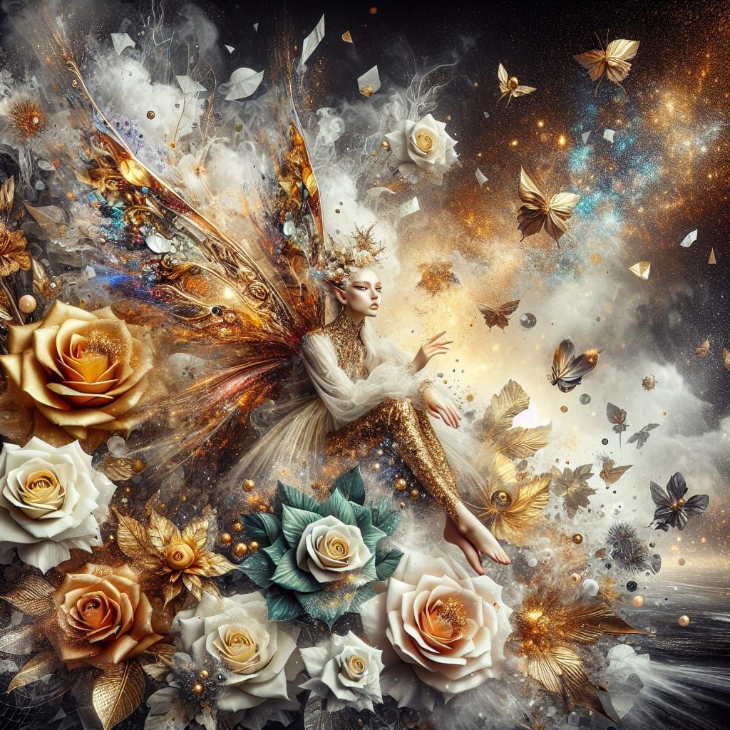 Gorgeous Fairy with Roses: Watercolor Painting