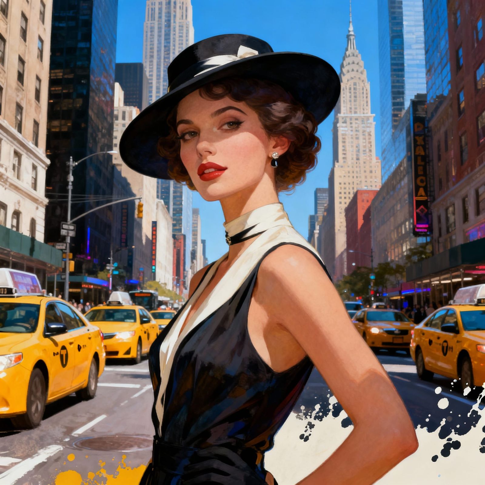 Glamorous Model Posing in Iconic New York City