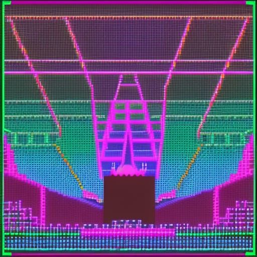 Synthwave Yarn World in Neon Retro Style