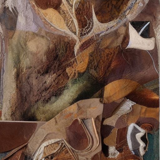 Surreal Dreamscape with Distorted Forms in Collage Style