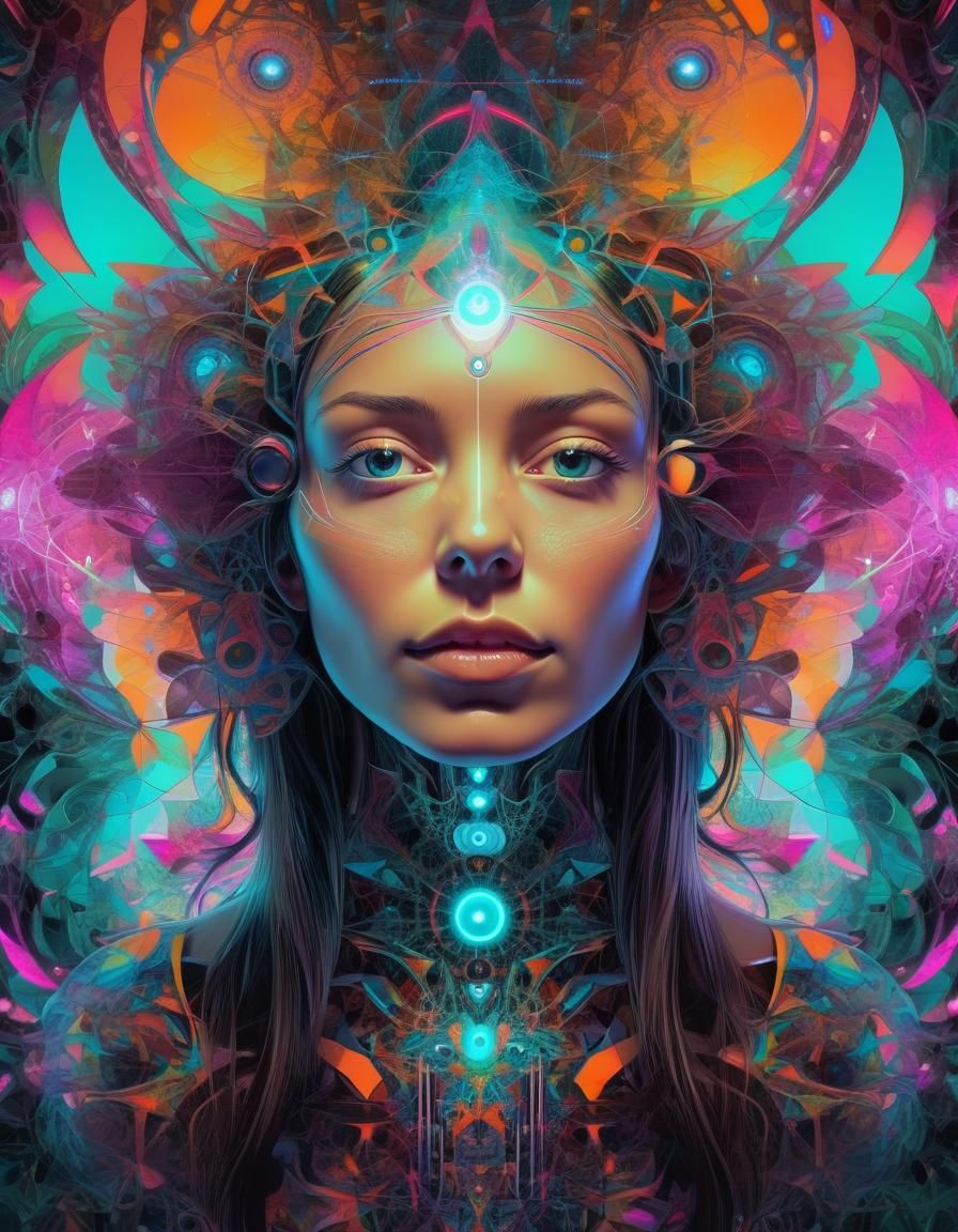 Bohemian Cyborg Composing Psytrance in Fractal Art