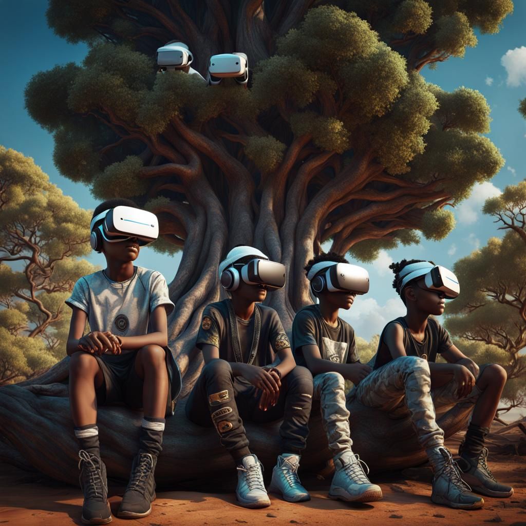 Sci-Fi African Children with VR Headsets