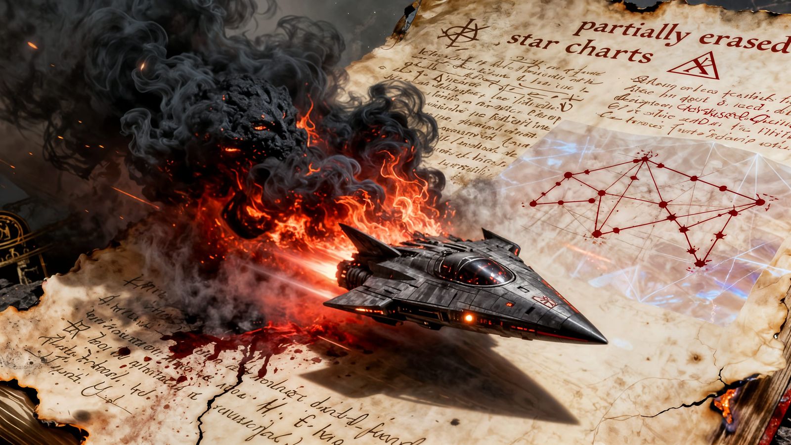 Arrowhead Spaceship coming out of fantasy