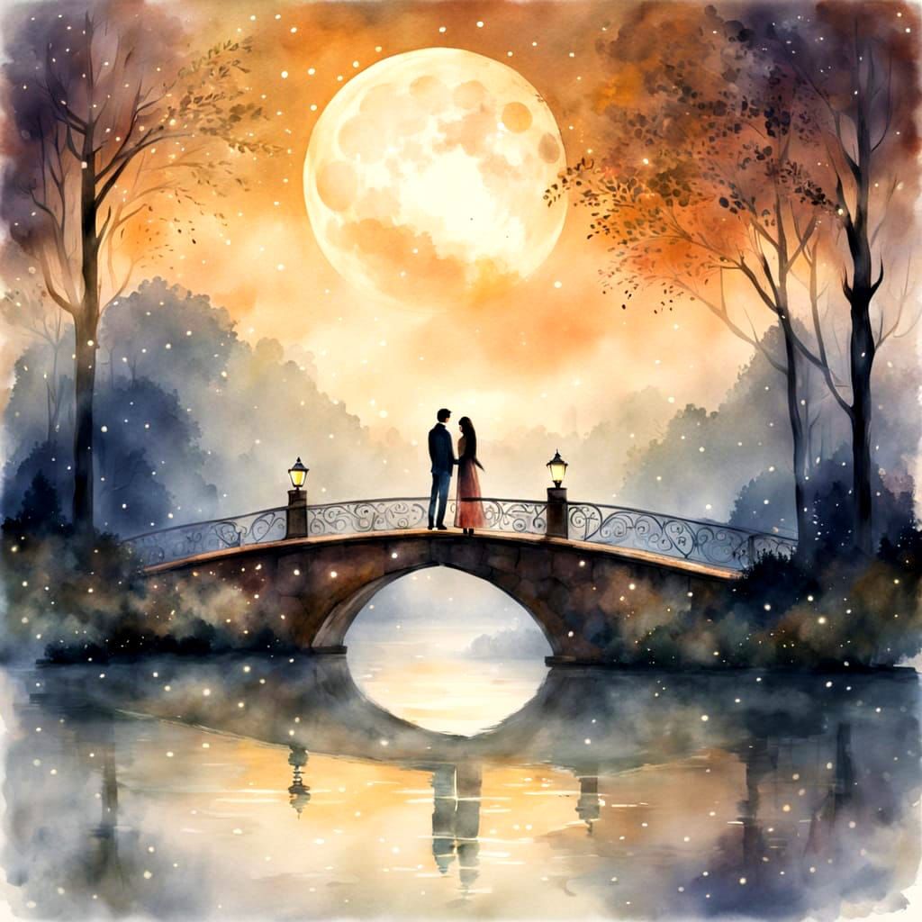 Romantic Couple Under Toscana Moonlight