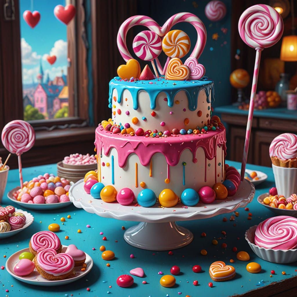 Whimsical Candy Wonderland in Detailed Digital Art