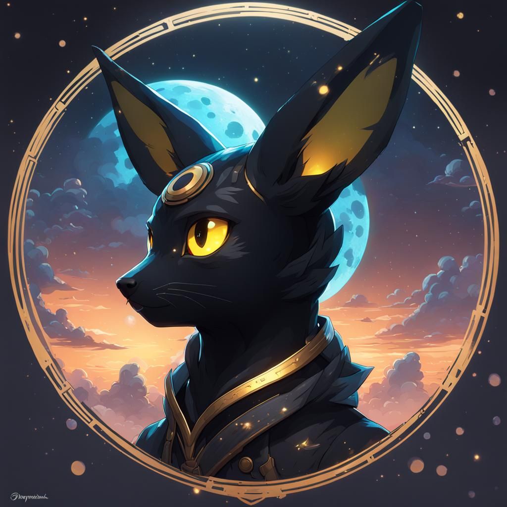 Umbreon Glimpse: Hyperdetailed Portrait in Moonlight