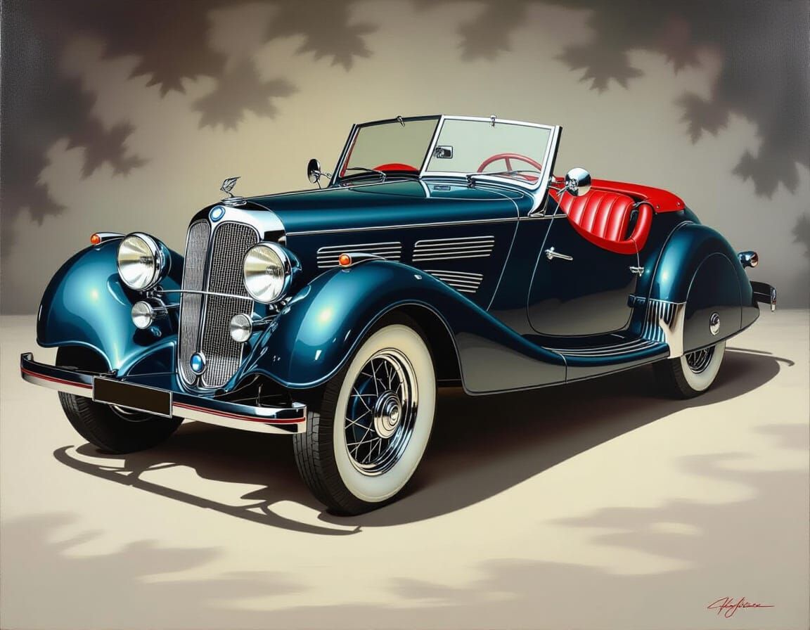 1939 BMW 328 Roadster Painting with Red Interior