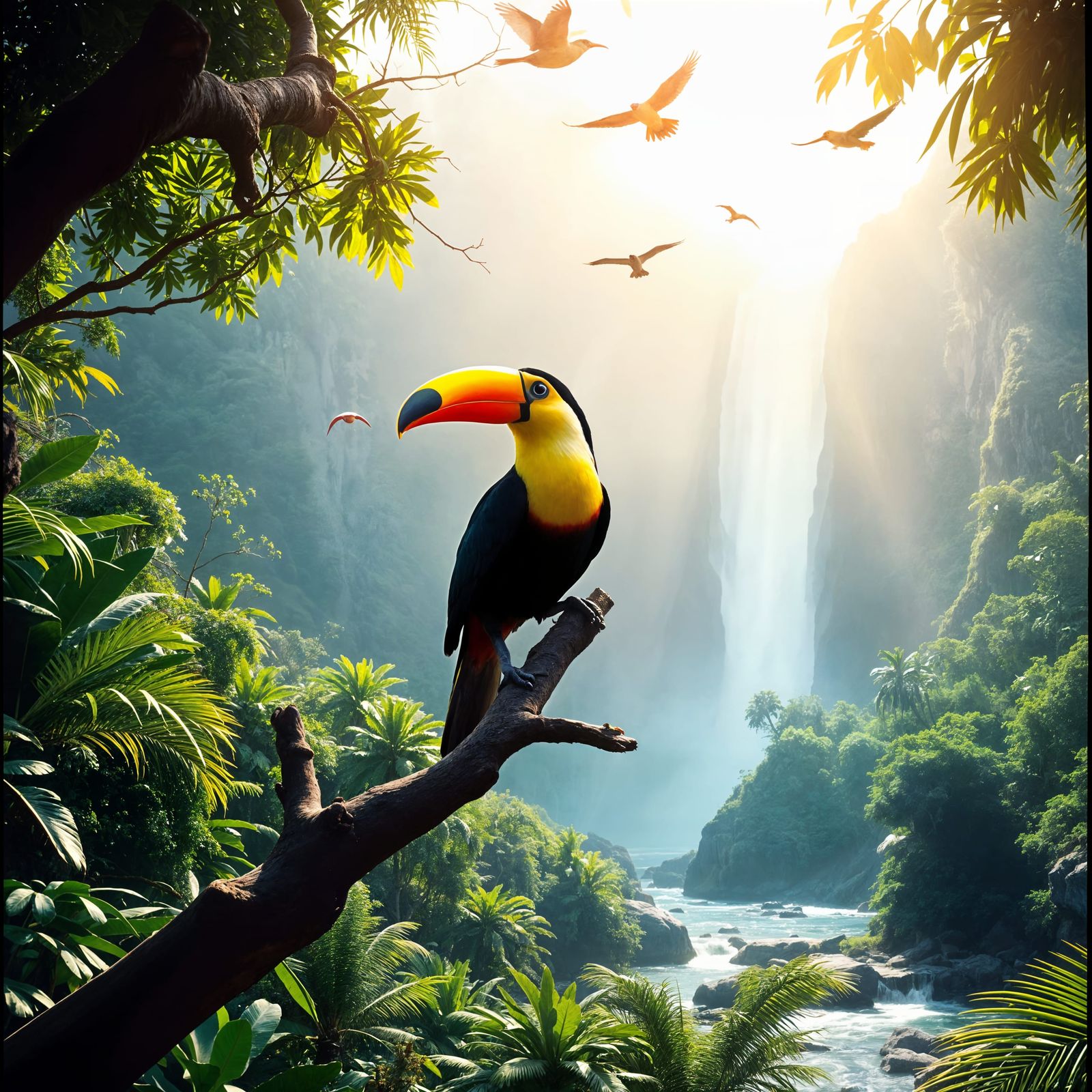 Rainforest Wonder: Majestic Toco Toucan Amidst Tropical Para...