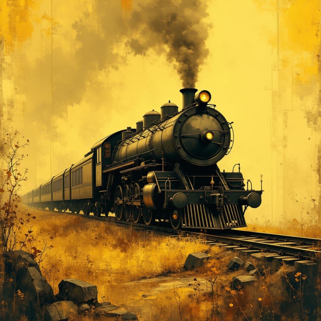 Vintage Steam Locomotive at Sunset