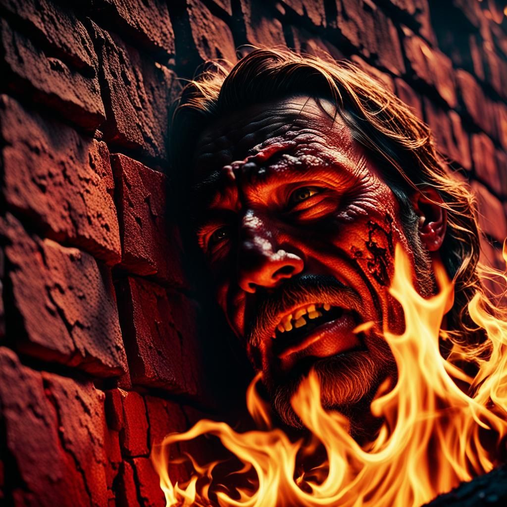 Illuminati Member Consumed by Fire: Cinematic Still