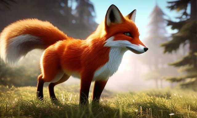 Adorable Fox in 3D Game Cinematic Style
