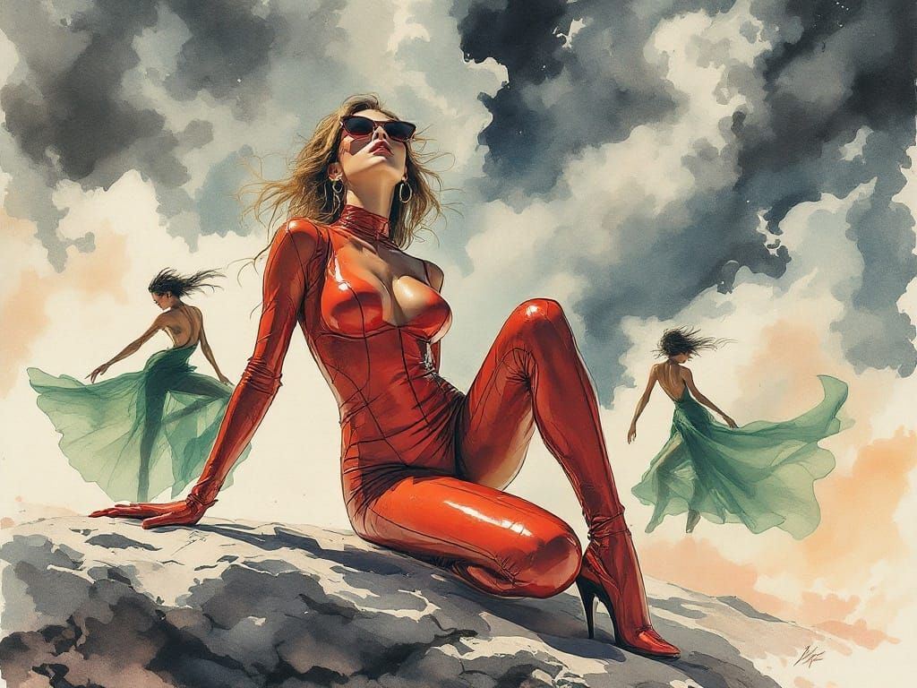 Dreamlike Fusion of Figurative Realism and Ethereal Abstract...