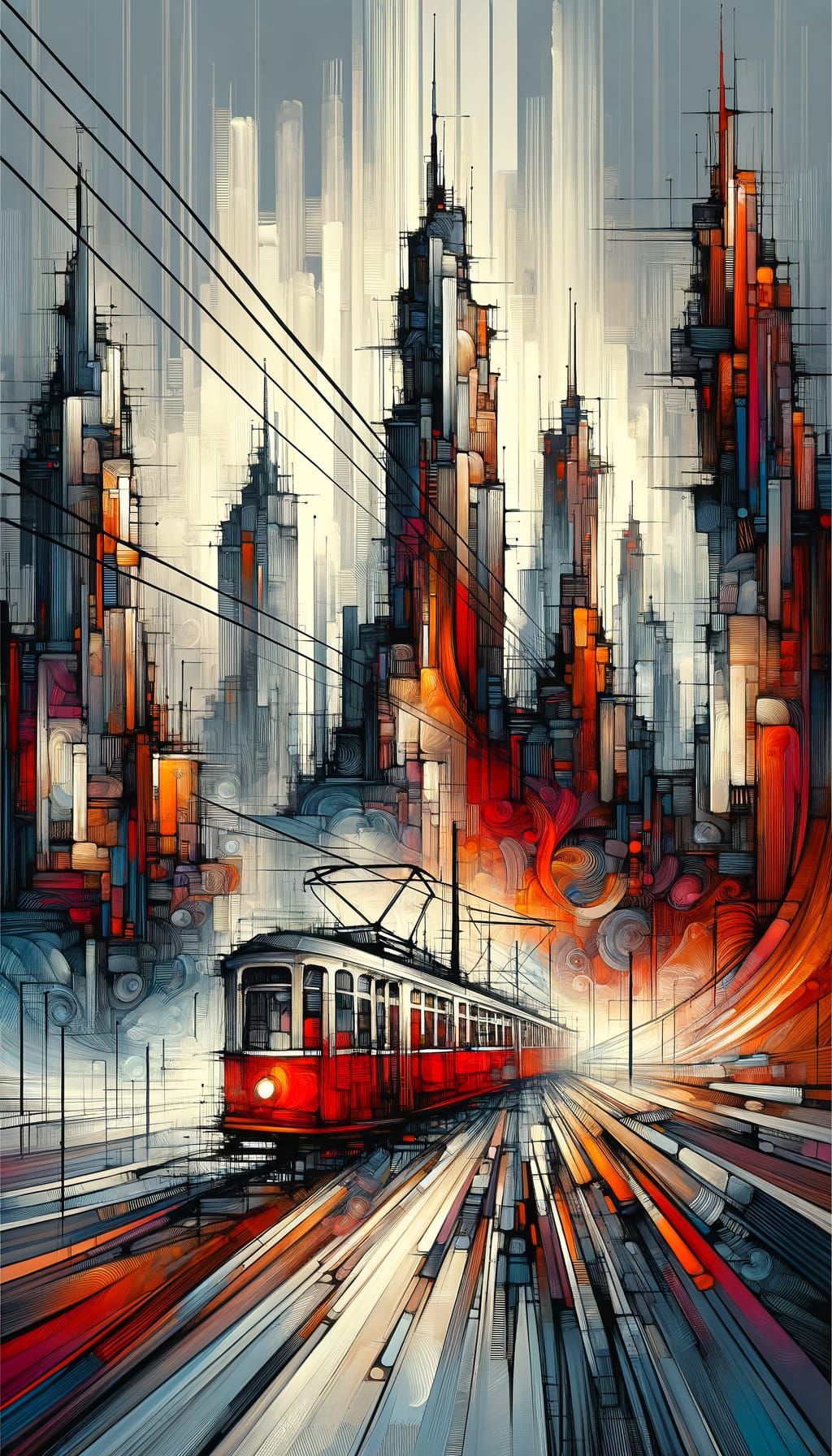 Metropolis in Motion: The Red Tram Through a Futuristic City...