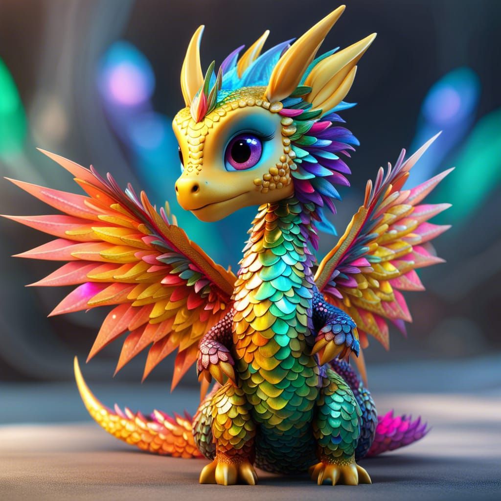 Adorable Fashion Dragon with Sparkling Eyes in CGI