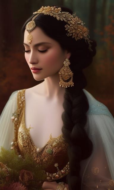 Hyperrealistic Mountain Goddess Portrait in Triadic Colors