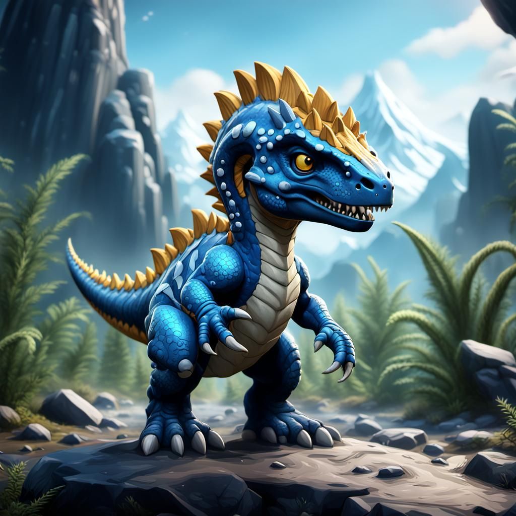 Chibi Frost Allosaurus Detailed Matte Painting