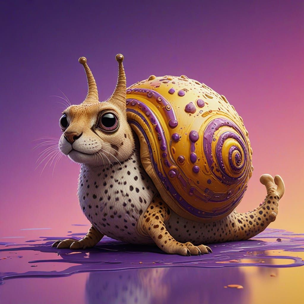 Cheetah-Snail Hybrid in Vibrant, Hyperrealistic Art