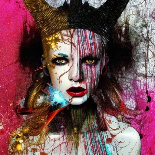 Dark Christmas Elf in Technical Illustration Style