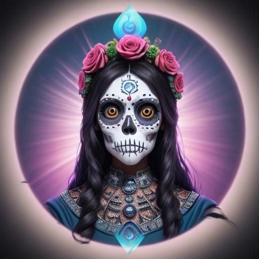 Sugar Skull Virgen de Guadalupe: 3D Digital Art