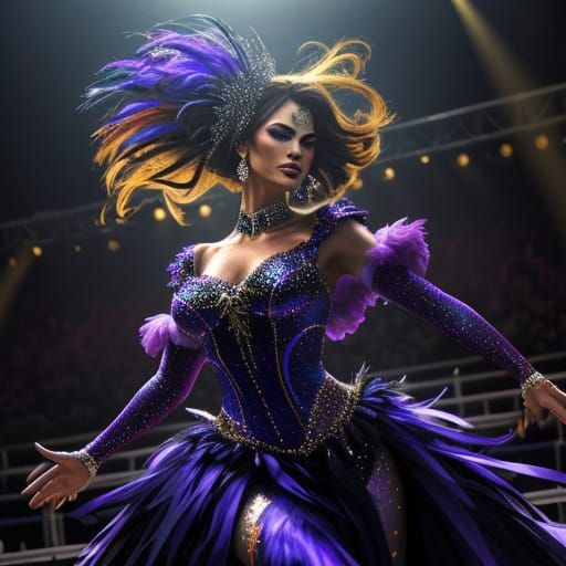 Showgirl in Vibrant Oil Painting Style