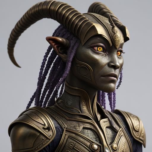 Bronze Skinned Alien Goat Warrior Portrait