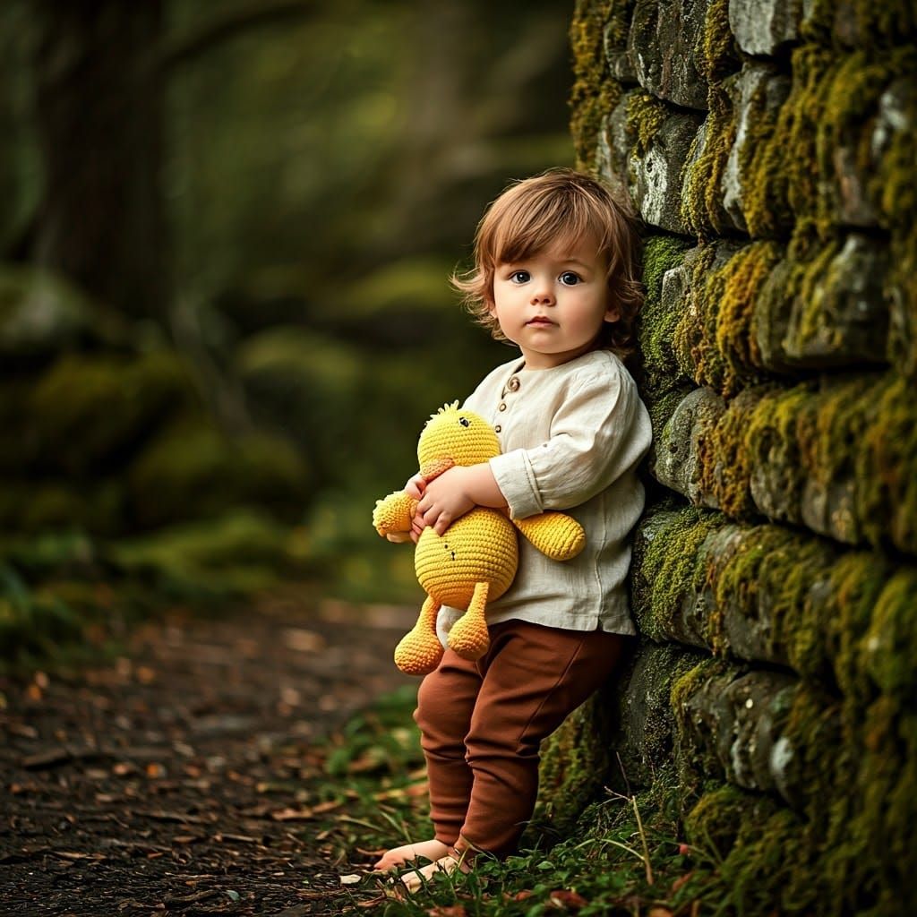 Toddler with Duck in High Fantasy Realm