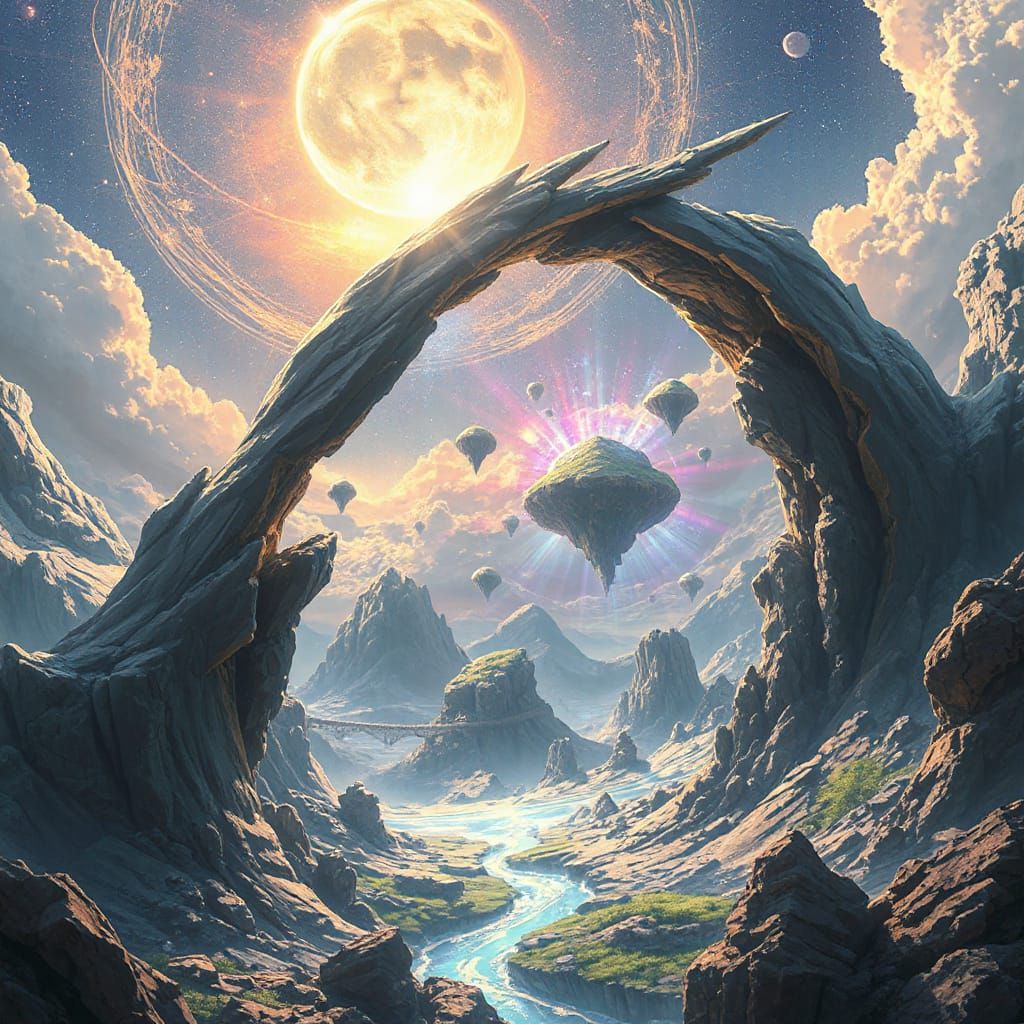 Surreal Parallel World Portal with Bioluminescent Glow