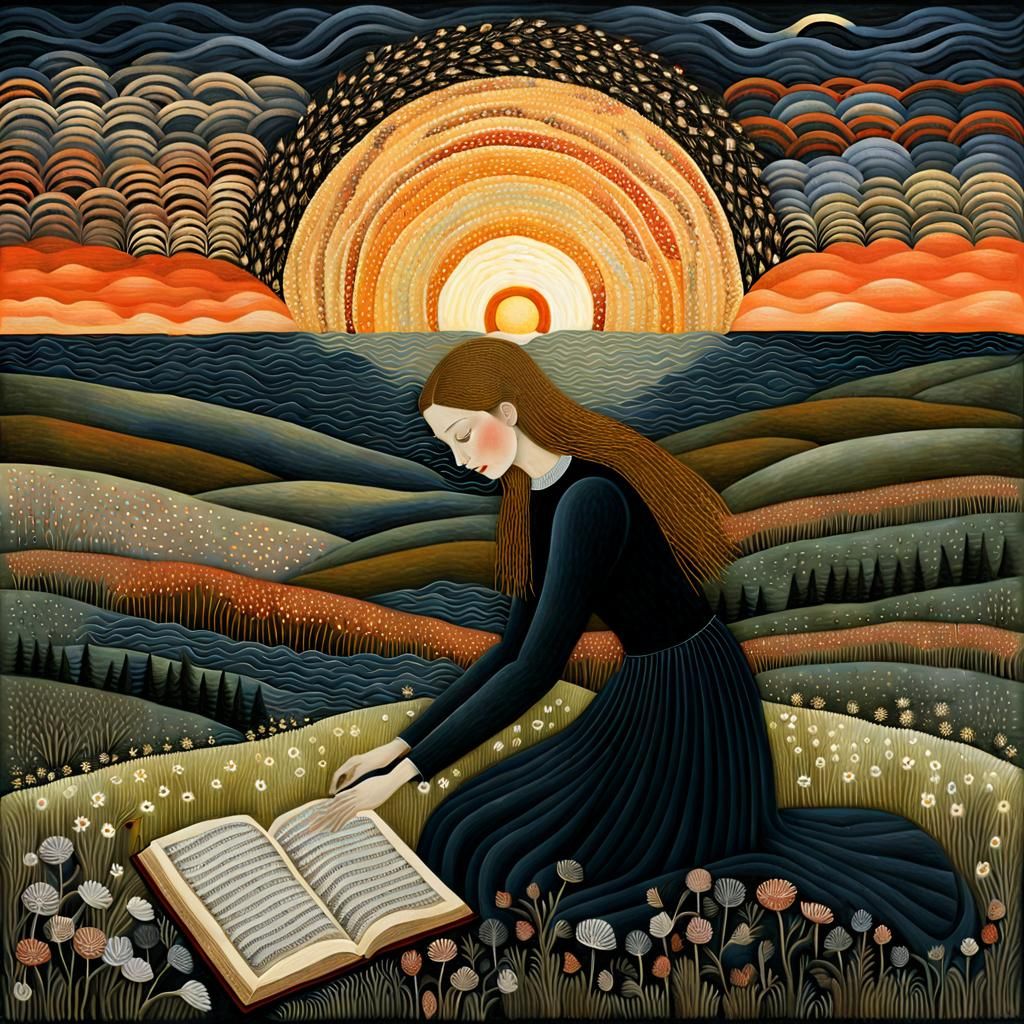 Woman at Sunset: A Digital Bio Art Collage