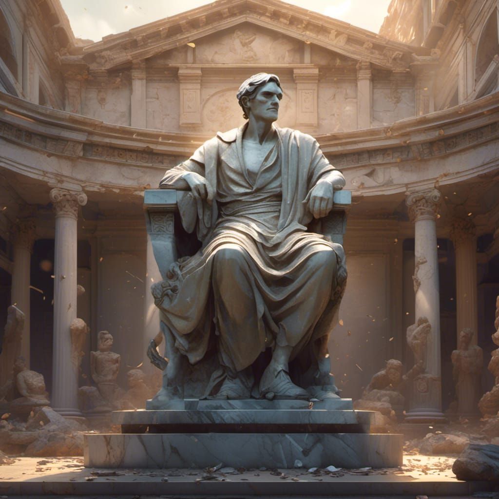 Alan Turing as Stoic Greek Statue in Hyperreal Style