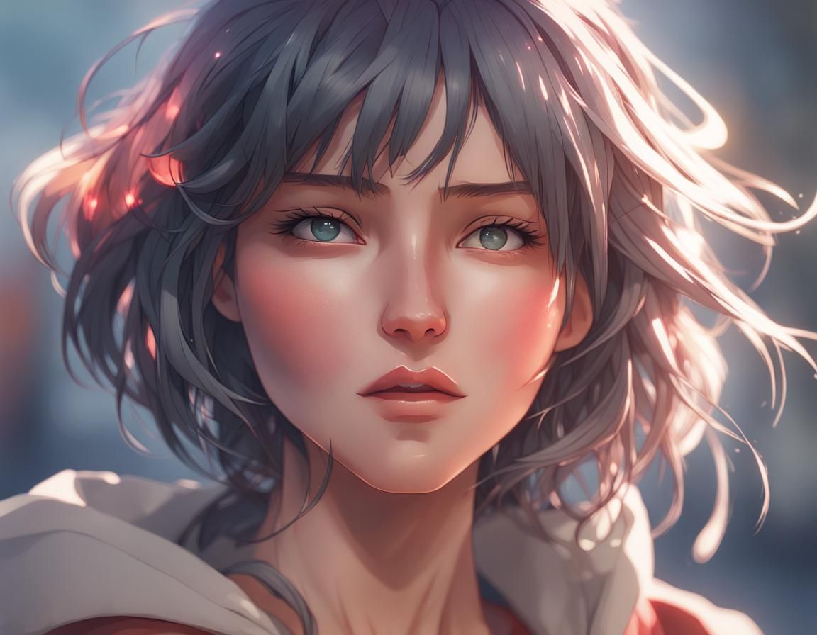 Anime Girl Portrait in Art Nouveau Style