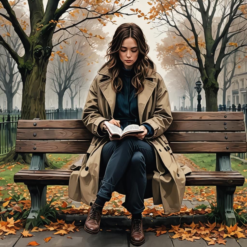 Emily Blunt on Bench in Rackham-Griffiths-Friedrich Style