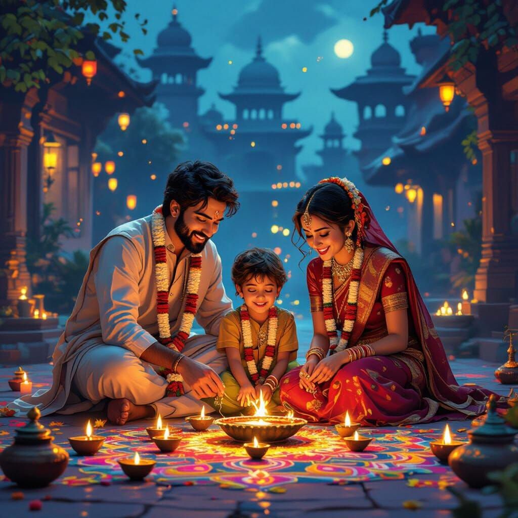 Diwali Night in Delhi: Anime-Style Celebration