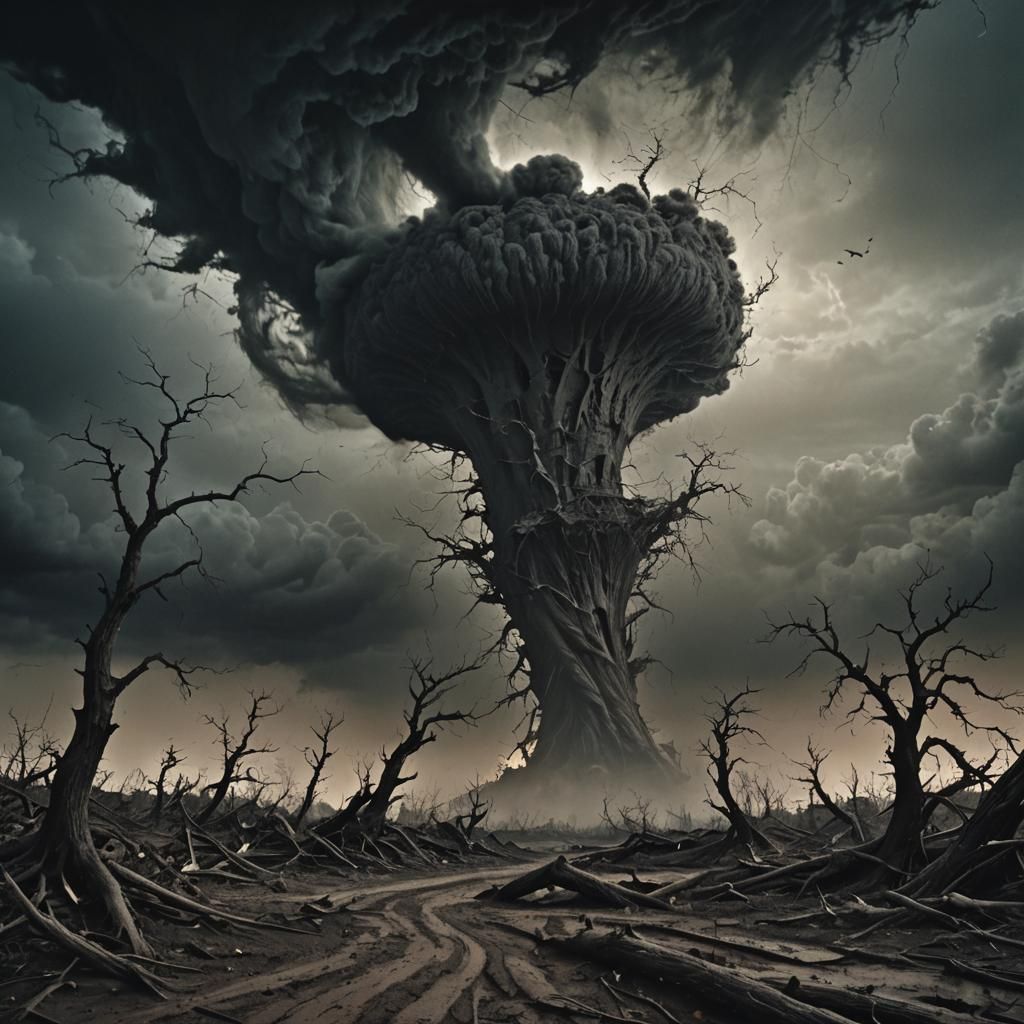 Apocalyptic Wasteland Tornado Under a Black Moon