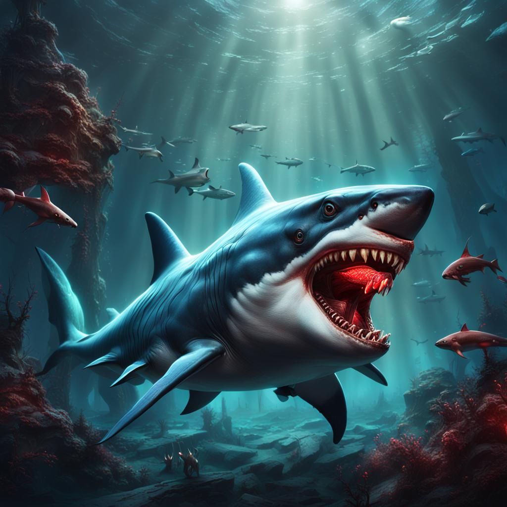 Evil Shark-Deer Hybrid in Detailed Fantasy Art