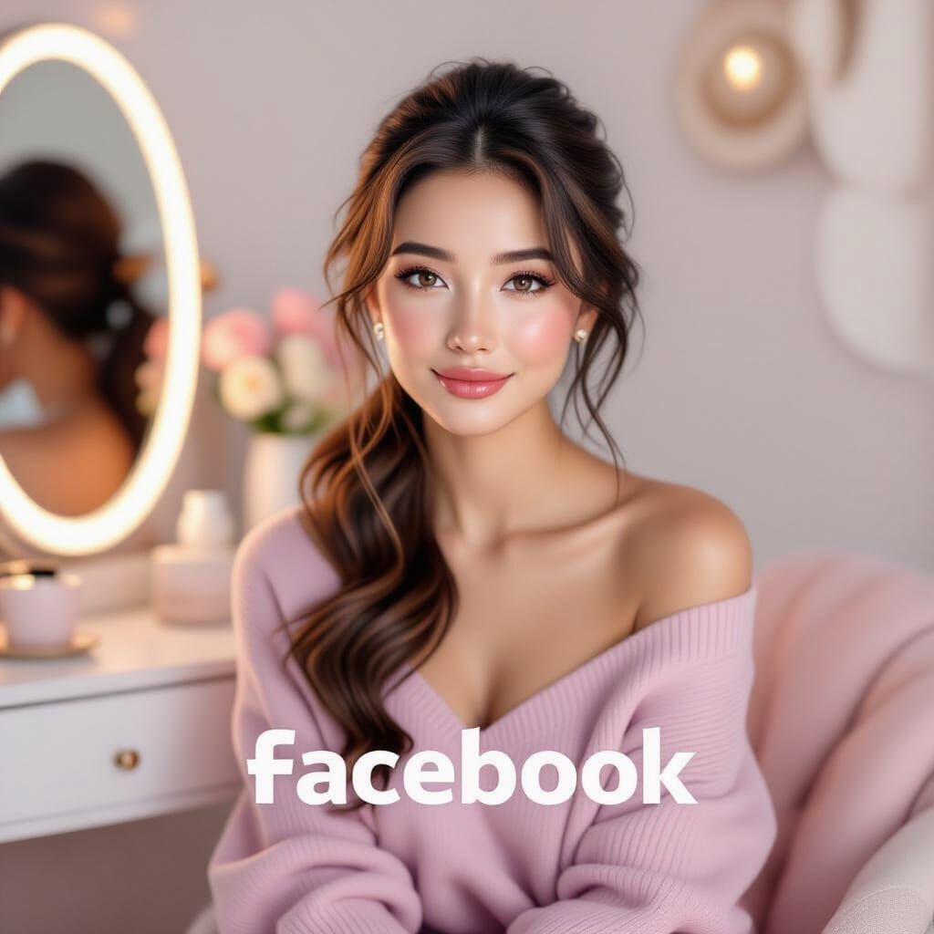 Sophisticated Woman's 3D Digital Portrait in Golden Facebook...