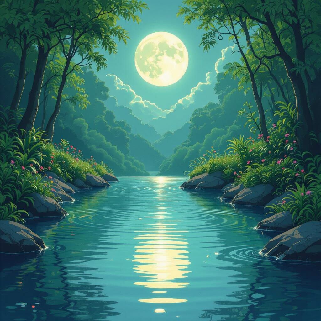 Moonlit Pools in Ethereal Dreamscape Style