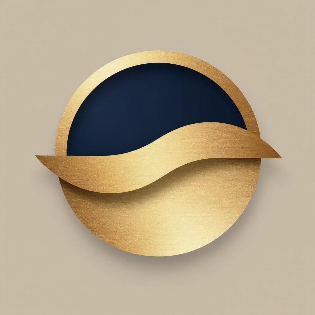 Luxury Circle Logo with Gold and Blue Banner