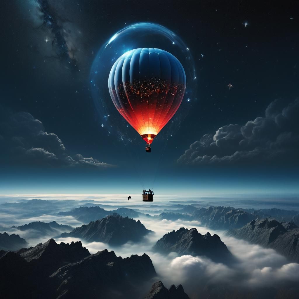 Orb Balloon Freefall Above Earth in Sci-Fi Style